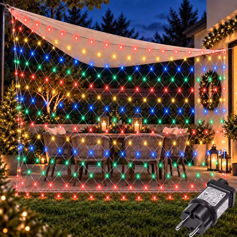 2X2m 144 LED luci fata rete luce colorata con 8 modalità funzione memoria spina per cespugli giardino albero di Natale festa Natale illuminazione decorazione