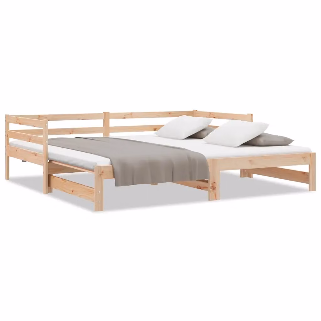 Lettino estraibile pieghevole vidaXL in legno di pino rustico non trattato L: 200 cm, P: 80 cm, H: 56,5 cm – 2