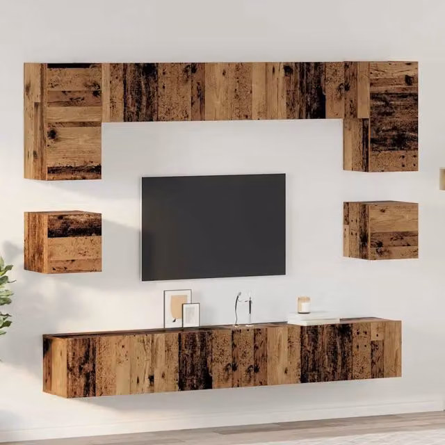 Set mobile TV 8 pz-Set di 8 Credenza per TV Legno vecchio Legno multistrato 803500