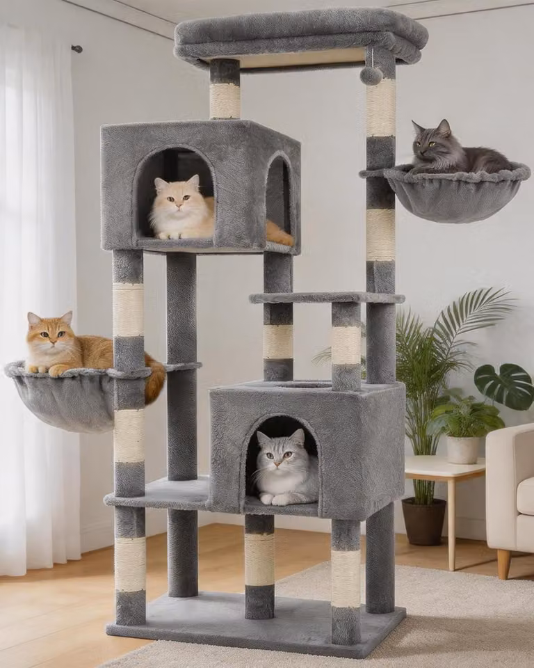 Gabbia per gatti, color grigio chiaro, struttura robusta, confezione singola