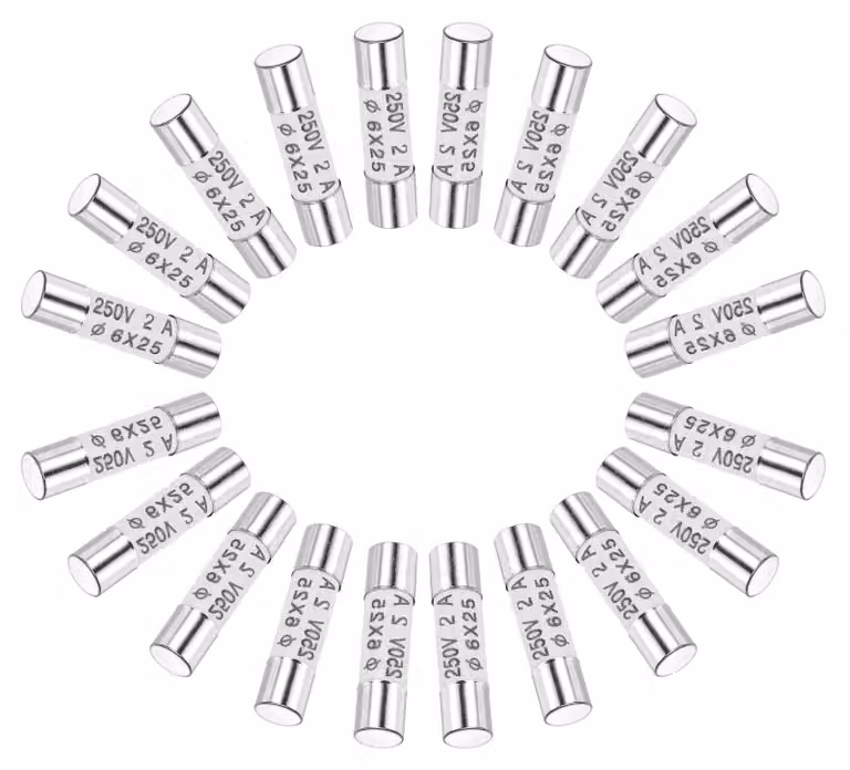 Fusibili ceramici, 2 A, 250 V, 6 x 25 mm, fusibili ceramici, sostituzione rapida per amplificatori, lampade, dispositivi a risparmio energetico, alimentatori, 2