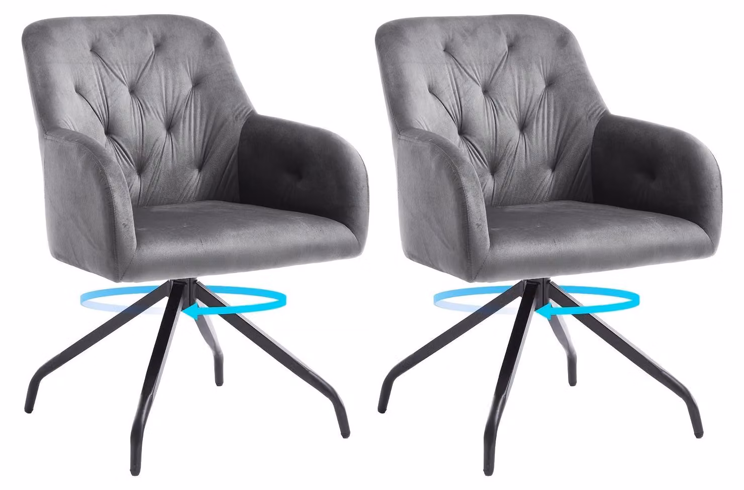 Sedia da pranzo - Sedia - Sedia girevole - Sedia a conchiglia - Sedia con braccioli - Girevole a 360° - Rivestimento in memory foam