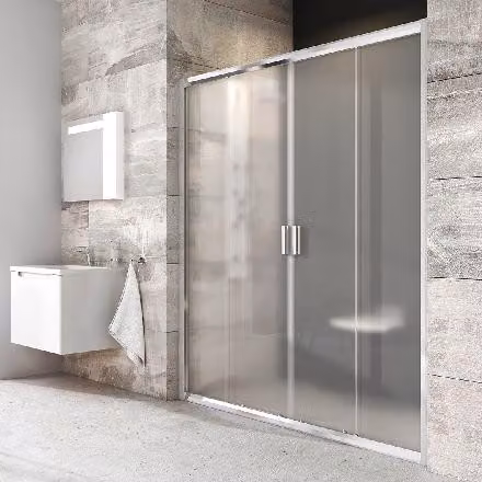Ravak Blix - Porta doccia in quattro parti BLDP4-150, 1470-1510 mm, alluminio lucido/vetro Grape 0YVP0C00ZG