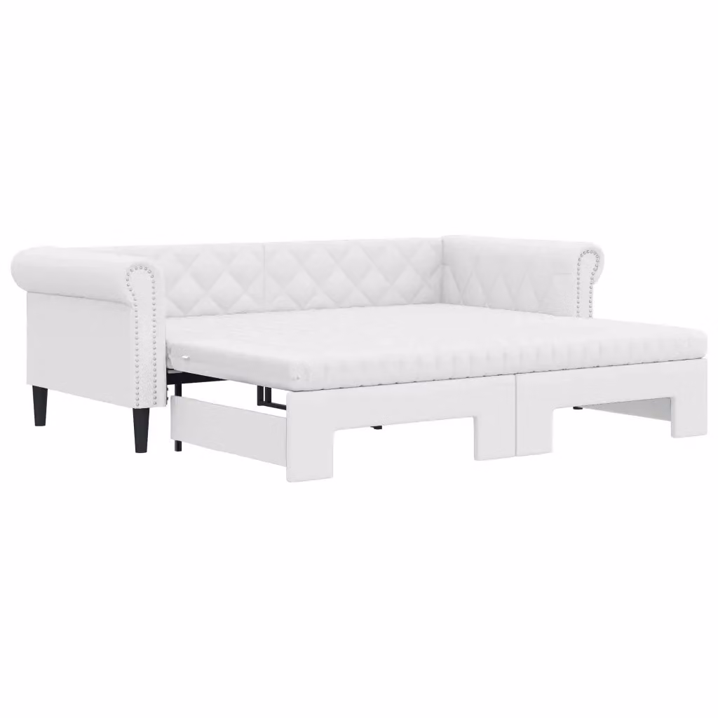 Divano Letto Estraibile vidaXL in Similpelle Bianco con Materasso, L/P/H: 235 x 90 x 68 cm – 2