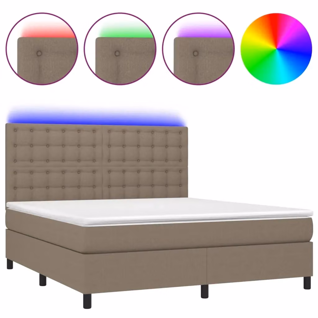 Letto a molle con materasso vidaXL in tessuto beige con illuminazione LED sottostante e porta USB L/P/H: 160 x 200 x 128 cm – 2