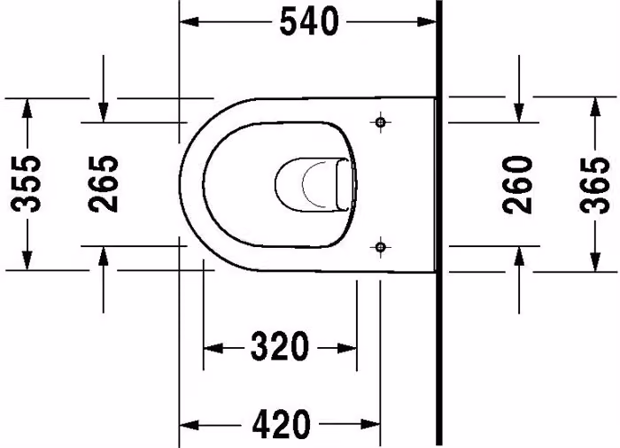 WC sospeso Duravit RIMLESS DARLING NEW profondo, 370 x 540 mm HygieneGlaze bianco