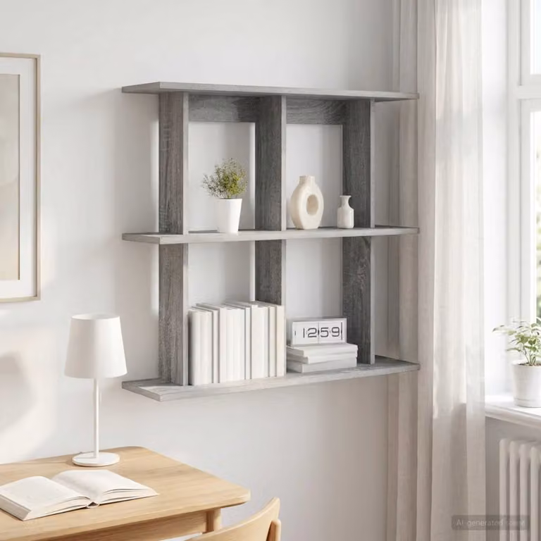 Scaffale da parete moderno vidaXL in MDF grigio L: 80 cm, P: 20 cm, H: 75 cm