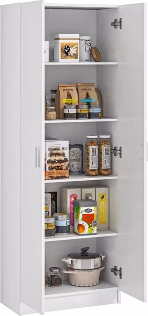 Cassettiera Moderna con 5 Ripiani Regolabili ¨C Minimal ¨C Legno, 60x31.5x165 cm, Bianco