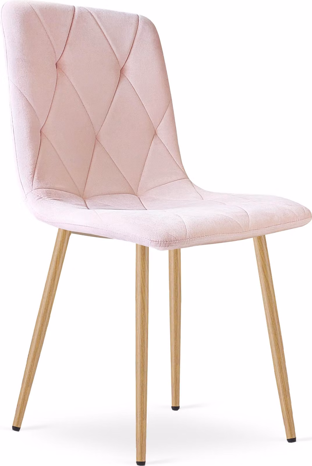 Sedia LIBRA - velluto rosa chiaro / gambe in legno x 1
