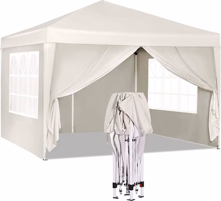 WOLTU Gazebo Pop-Up, gazebo pieghevole impermeabile con telaio in metallo Oxford, 3 x 3 m, beige