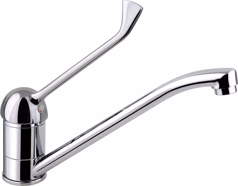 Miscelatore per lavello da cucina DP bath GCHMH, modello Hortensia, con leva lunga, finitura argento