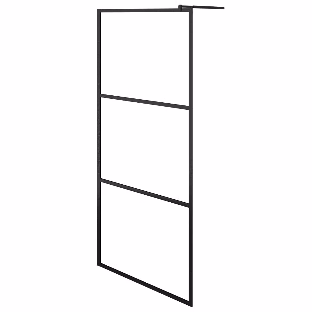 Schermo doccia walk-in vidaXL rettangolare in vetro trasparente e alluminio nero L: 100 cm, H: 195 cm – 2