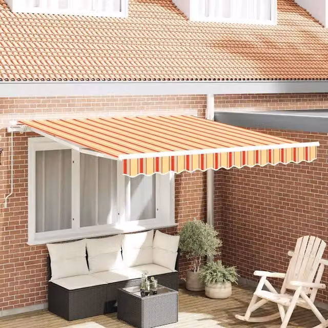 Tenda da Sole-Tenda parasole per balcone Giallo e Arancione 350 x 250 x 165 cm Poliestere 796151