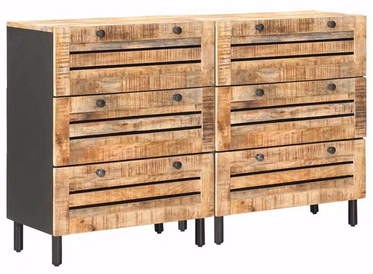 Armadi contenitori, 2 pezzi, dimensioni 120 x 33 x 75 cm, in legno massello di mango