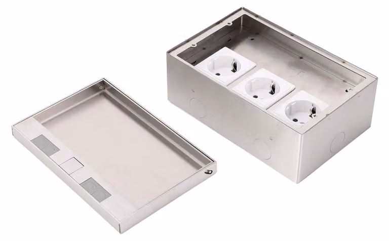 Solidchoice - Scatola di montaggio a pavimento in acciaio inossidabile con 3 prese