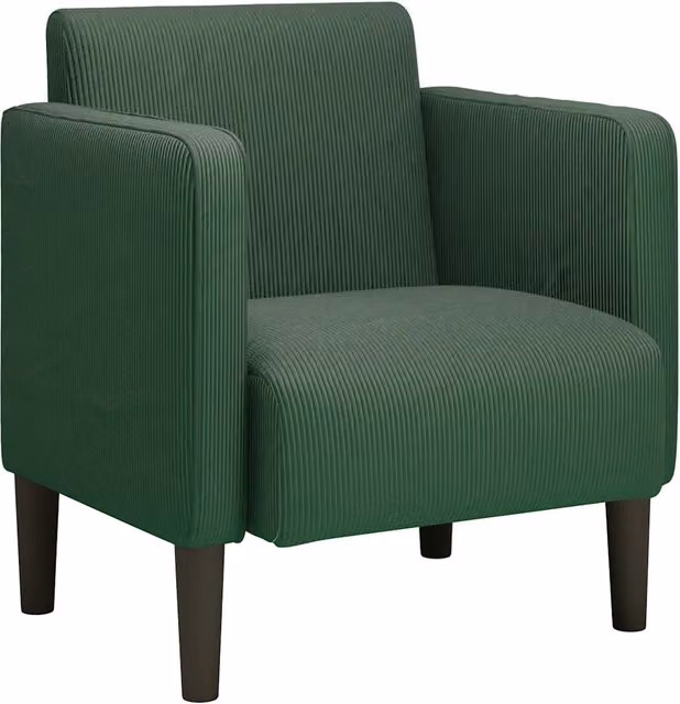 Poltrona Lounge Moderna in Tessuto a Coste Verde con Braccioli – 1