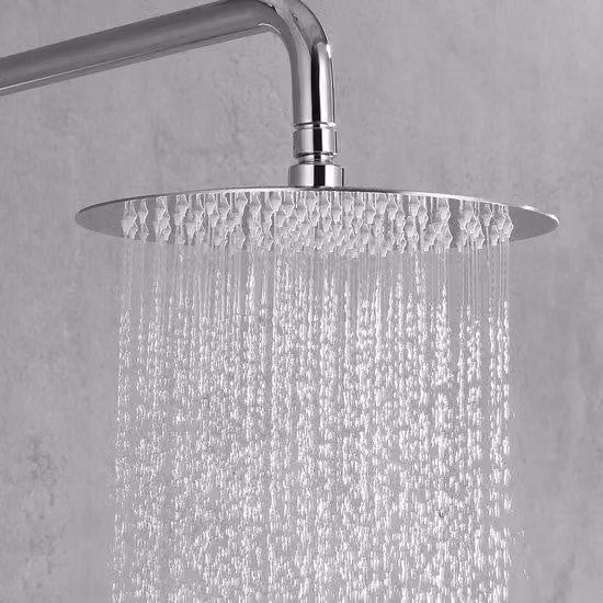 Soffione a pioggia in acciaio inossidabile, diametro 20 cm, rotondo, cromato, argento