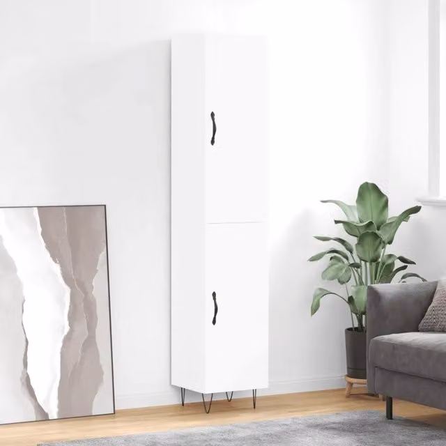Credenza moderna bianca vidaXL in legno e metallo L/P/H: 34,5 x 34 x 180 cm