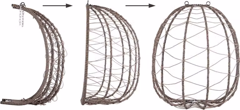 Juskys sedia sospesa Aria con cuscino - regolabile in altezza e pieghevole - altalena in polyrattan per esterni e interni - sedia sospesa in vimini fino a 130 kg beige