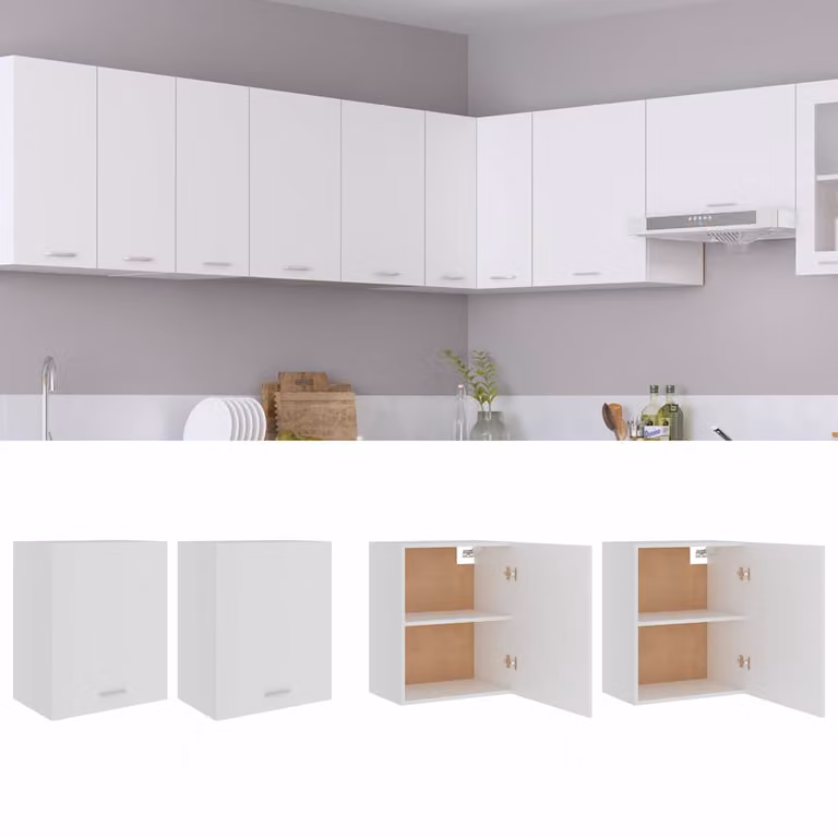 Set di 2 armadi sospesi da cucina vidaXL Lyon bianchi L 50 cm x P 31 cm x H 60 cm
