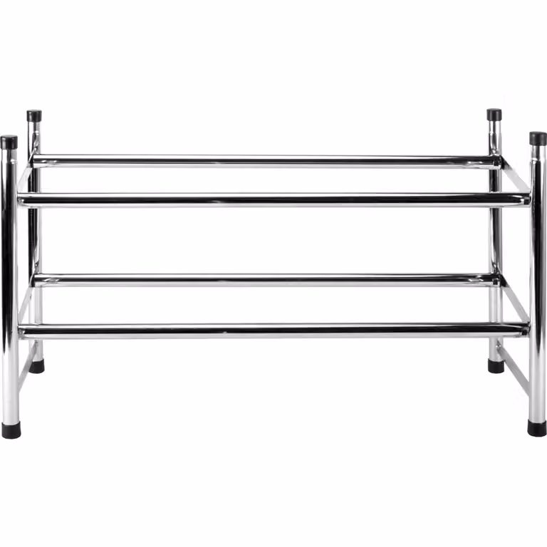 Scarpiera estensibile Vestiamo Casa in metallo argento con 2 ripiani per 10 paia di scarpe, H 37 cm, L 61,5/118 cm, P 23 cm