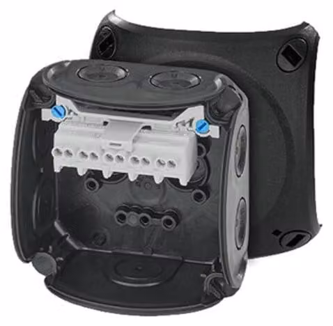Scatola di derivazione HENSEL 93x93x62 IP66 nera con pressacavi