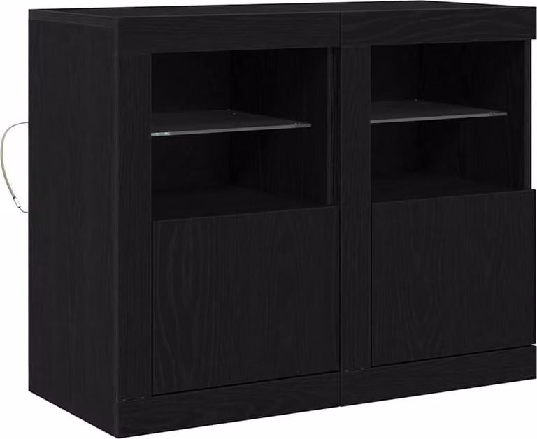 Madia LED 2 pcs Rovere Nero 41 x 37 x 67 cm Legno multistrato