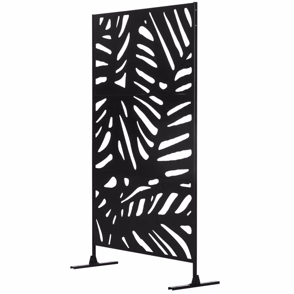 Pannello frangivista decorativo XYLO in metallo nero con motivo vegetale L: 122 cm, P: 45 cm, H: 198 cm – 2