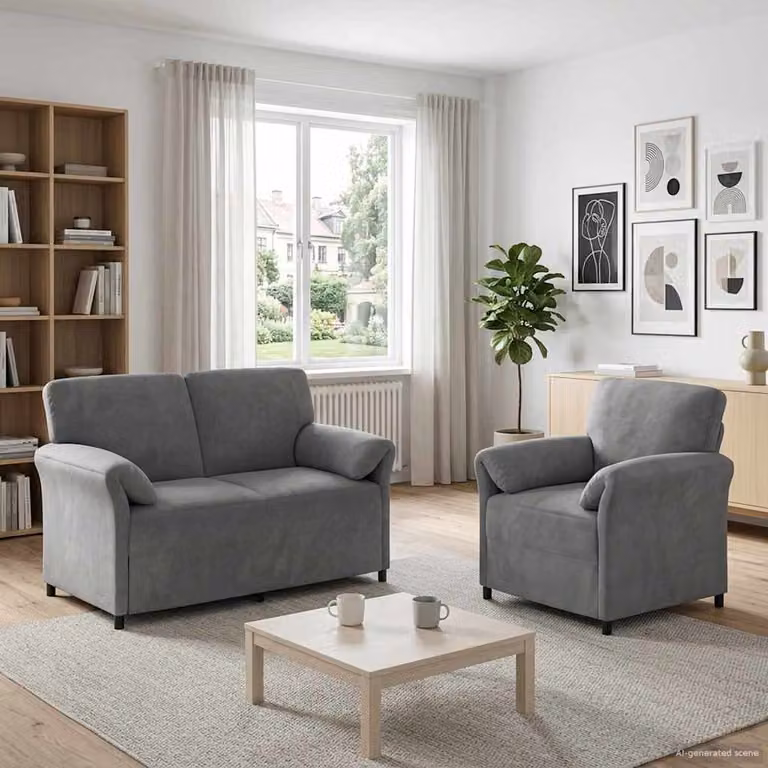 Set di 2 divani moderni vidaXL in velluto grigio scuro con struttura in metallo per il tuo soggiorno
