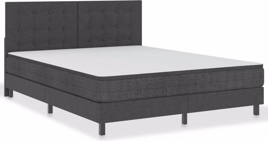 Letto a Molle Grigio Scuro in Tessuto 160x200 cm