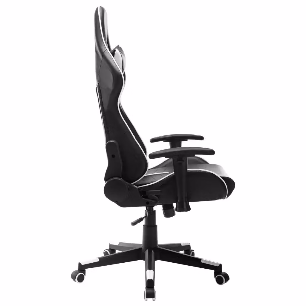 Sedia da Gaming vidaXL in Similpelle Nera e Bianca con Poggiatesta e Braccioli – 2