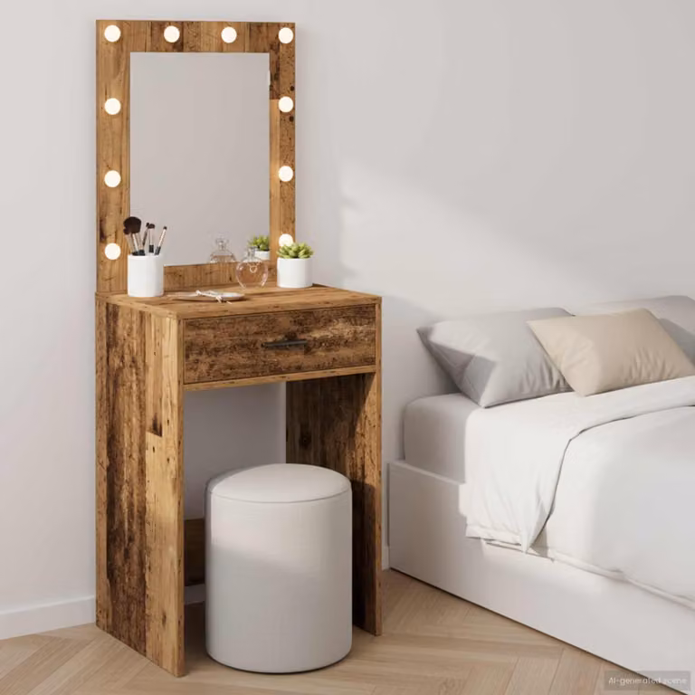 vidaXL Tavolo da Trucco in Legno Marrone L/P/H: 50 x 41 x 135 cm