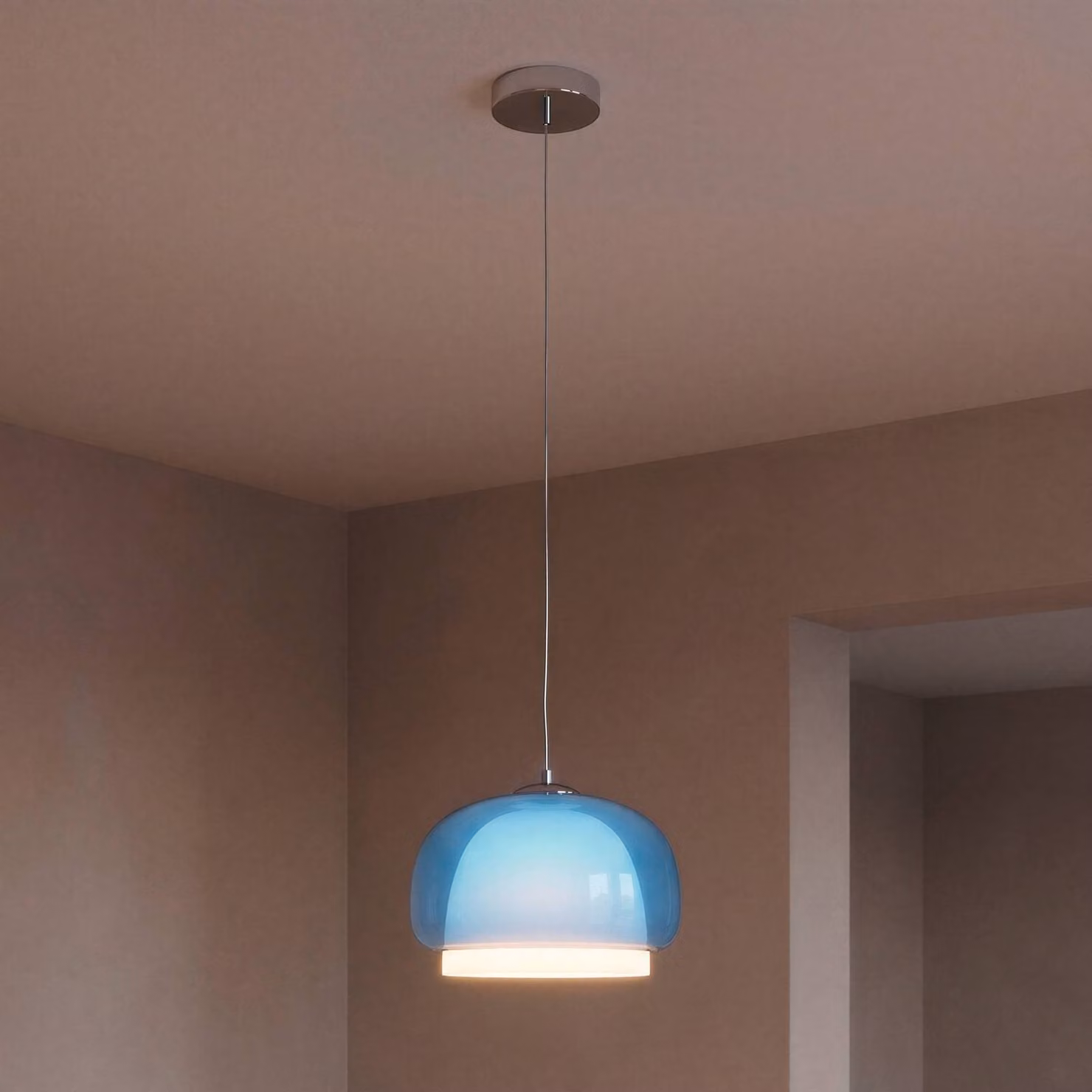 EGLO Lampada a sospensione Belomontejo, dimmerabile, Blu, Soggiorno / Sala da pranzo, Vetro, Giovanile, Lampada a sospensione