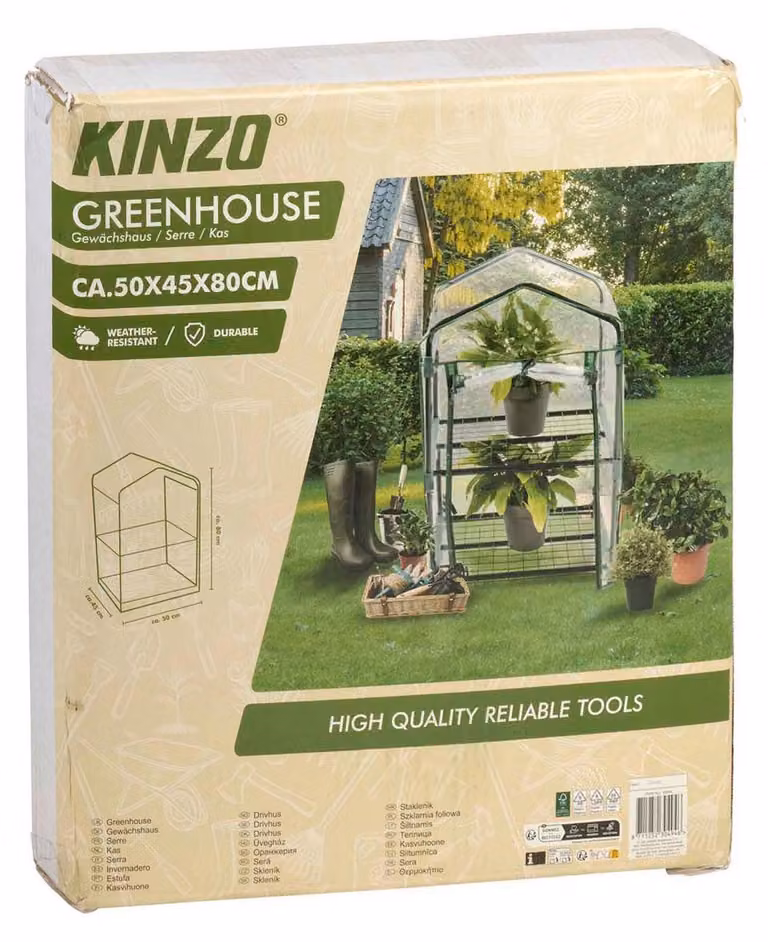 Serra da giardino Kinzo 45 x 50 x 80 cm - Serra per pomodori a 2 livelli - Resistente alle intemperie e trasparente