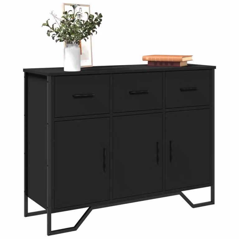 Credenza moderna vidaXL in legno e metallo nera L/P/H: 97 x 32,5 x 74,5 cm