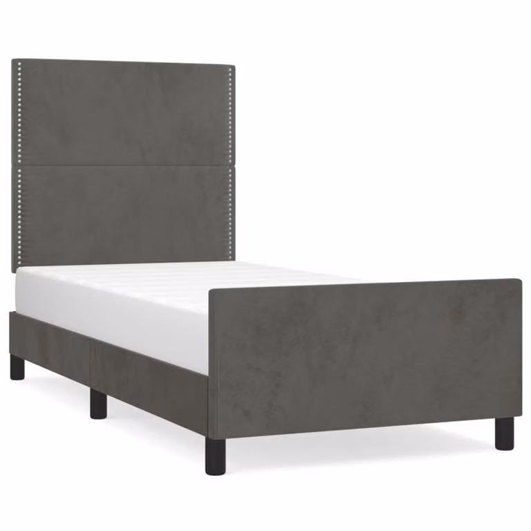 Giroletto senza Materasso Grigio Scuro 80x200 cm Velluto
