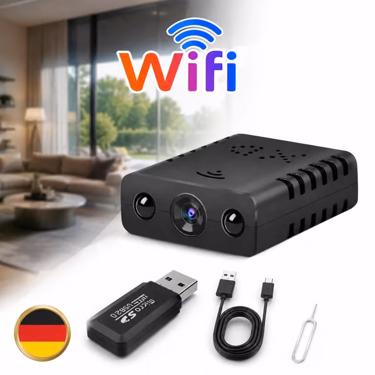 Mini telecamera IP, risoluzione Full HD 1080p, con connessione Wi-Fi, dotata di visione notturna