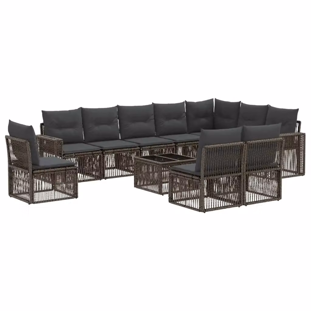 Set Divano da Giardino a Forma di U vidaXL in Polyrattan Grigio e Antracite con Tavolino e Cuscini – 2