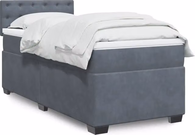 Giroletto a Molle con Materasso-Struttura Letto Grigio Scuro 80x200 cm Velluto 744993