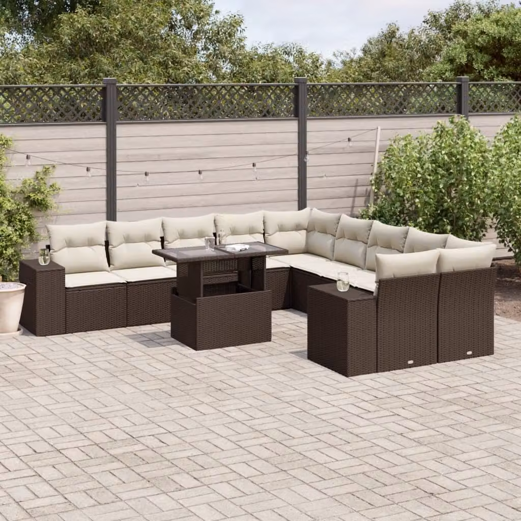 Maison Exclusive - Set Divani da Giardino 11 pz con Cuscini Polyrattan Marrone