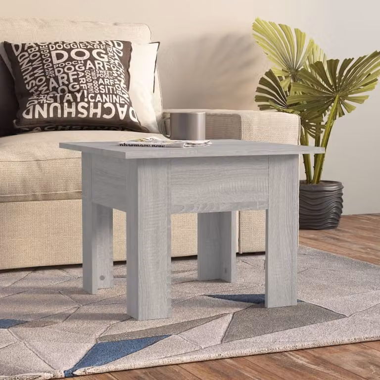 The Living Store Tavolino Grigio Sonoma 55x55x42 cm Materiale a base di legno