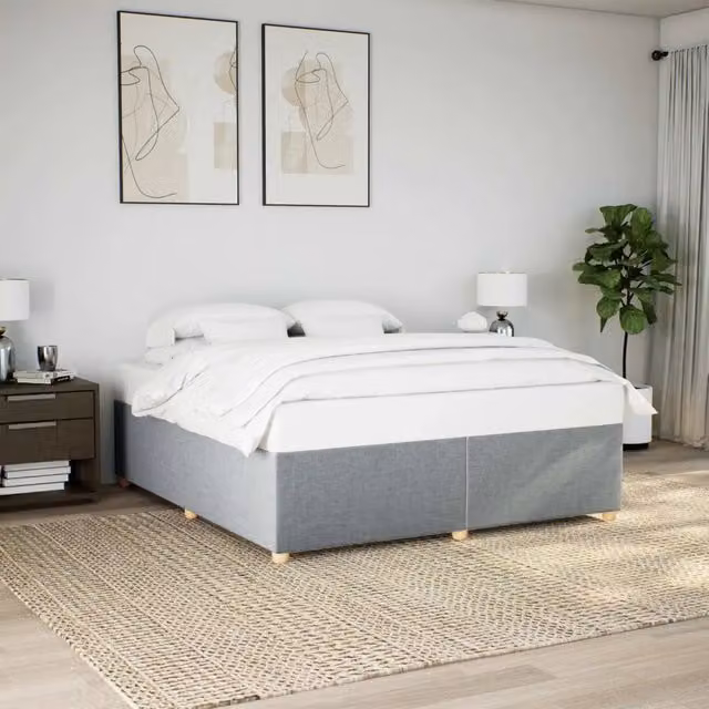 Giroletto vidaXL senza materasso in tessuto grigio con struttura in legno e doghe L/P: 200 x 200 cm – 1