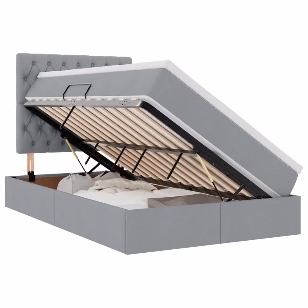 Letto con contenitore vidaXL con illuminazione LED e porta USB, Grigio, L/P/H: 200 x 120 x 40 cm – 2