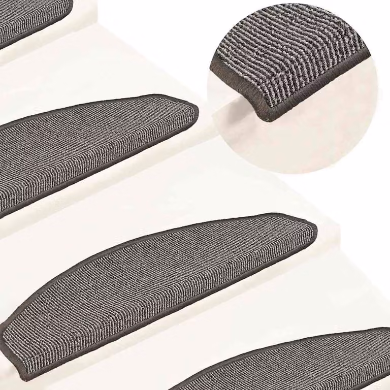 Set di 15 tappetini per scale semicircolari vidaXL, colore grigio, in polipropilene antiscivolo e fonoassorbenti, L: 65 cm, P: 40 cm, H: 4 cm