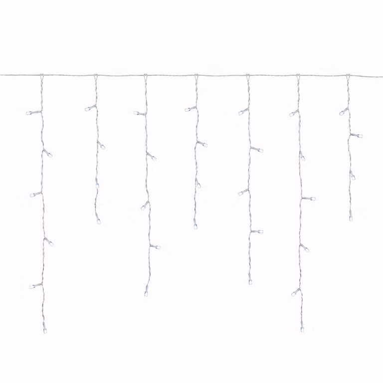 Dictrolux Tenda Luminosa Ice Light con 64 Led Bianco Freddo a Batteria H: 0,60 m x L: 3 m