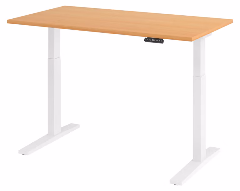 Scrivania elettrica bümö XMKA - Finitura: Noce, struttura: Bianco, dimensioni: 140 x 80 cm