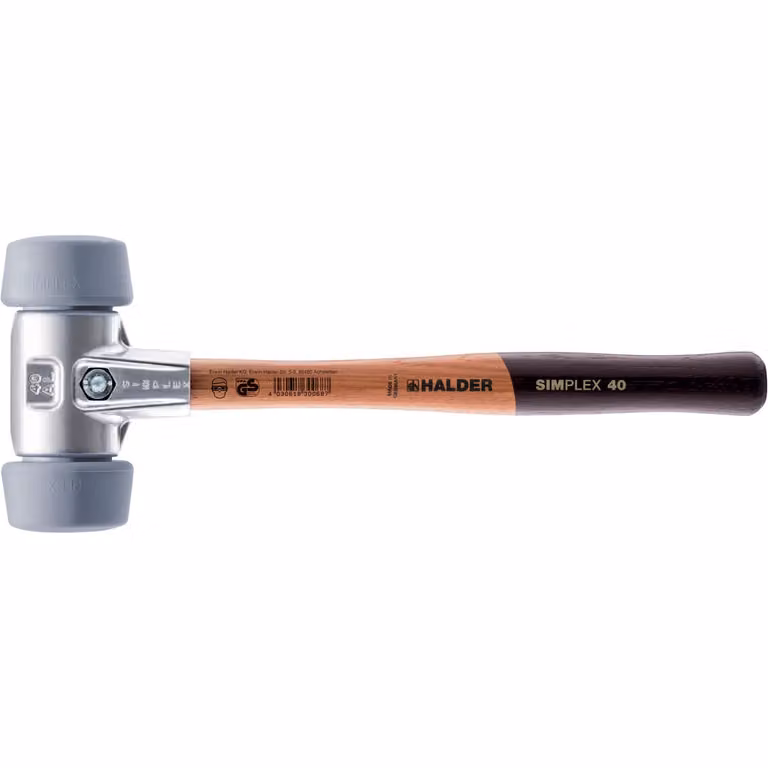 Mazza SIMPLEX soft-face, 50:40, TPE-mid; con alloggiamento in alluminio e impugnatura in legno di alta qualità | D=50 mm | 3103.051
