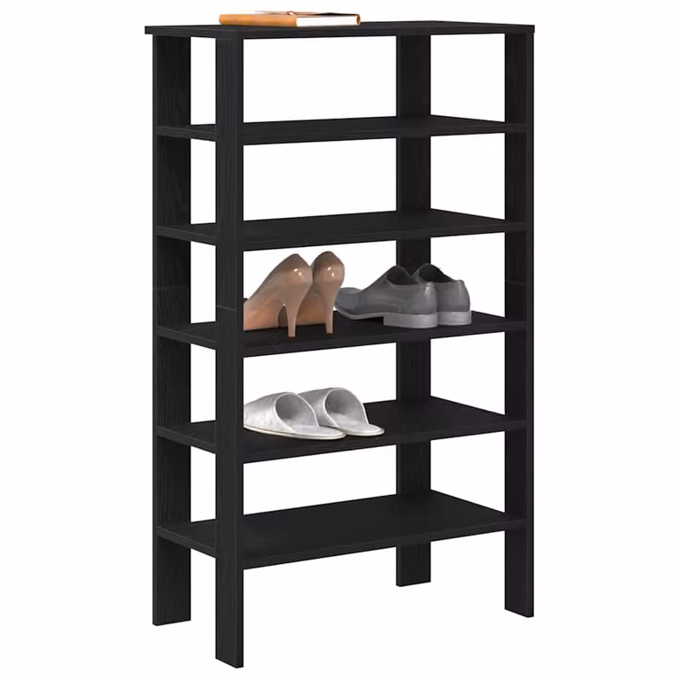 Scarpiera moderna vidaXL nera in MDF con ripiani, L/P/H: 61 x 32 x 105 cm