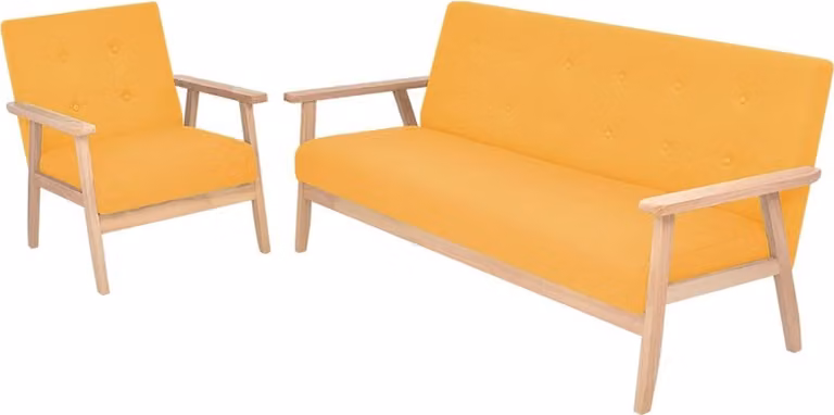 Maison Exclusive - Divano a due posti con rivestimento in tessuto giallo