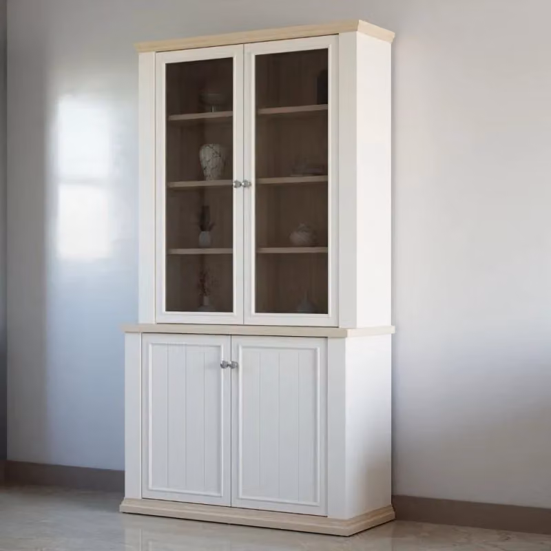 Vetrina Essenza Effezeta in stile classico con 2 ante in vetro, colore bianco e rovere, L/P/H: 109,1 x 43,3 x 202,1 cm – 2